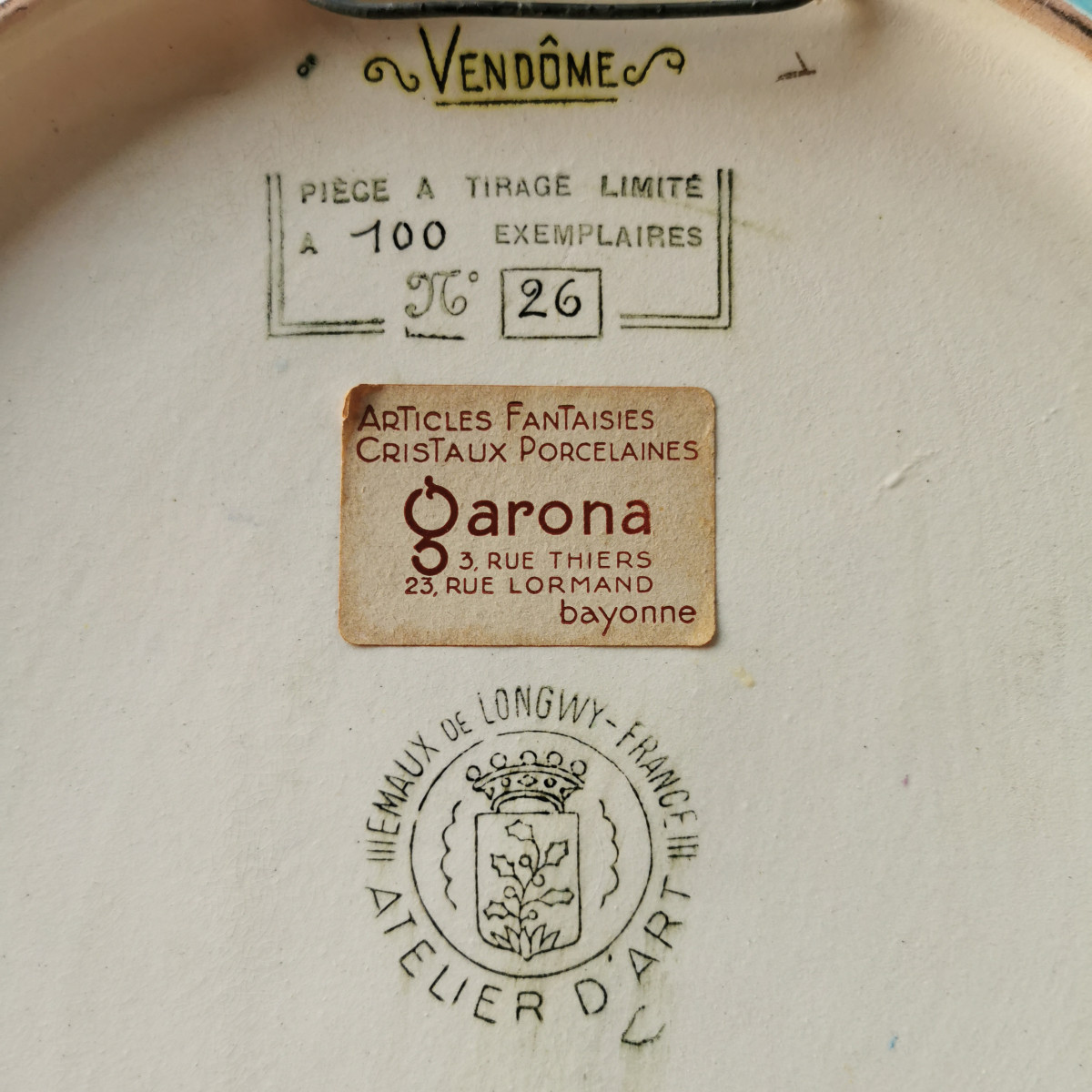 Important plat en émaux de Longwy , modèle Vendôme de Maurice-Paul Chevallier-photo-4