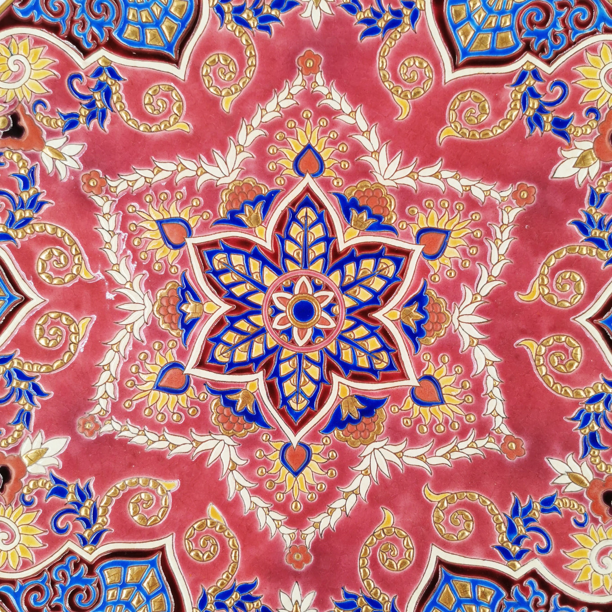 Important plat en émaux de Longwy , modèle Vendôme de Maurice-Paul Chevallier-photo-3