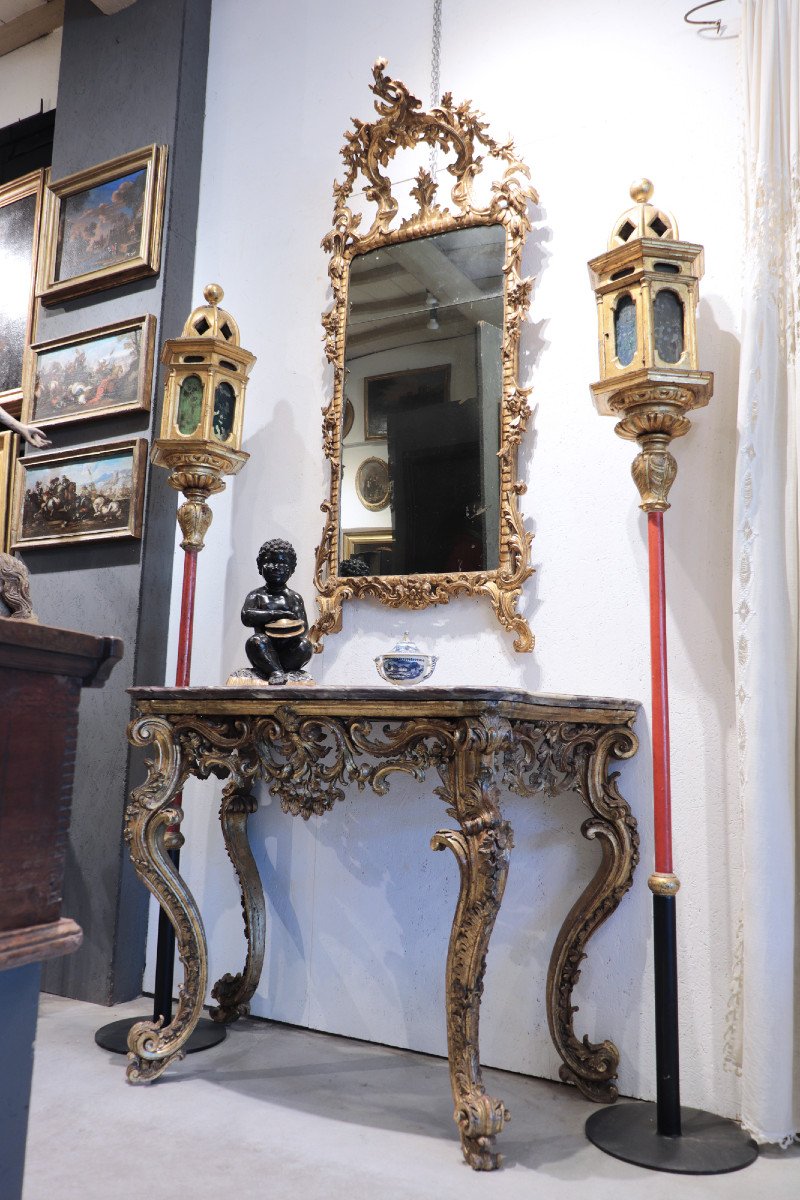 Golden Mirror, Central Italy, 18th Century-photo-3