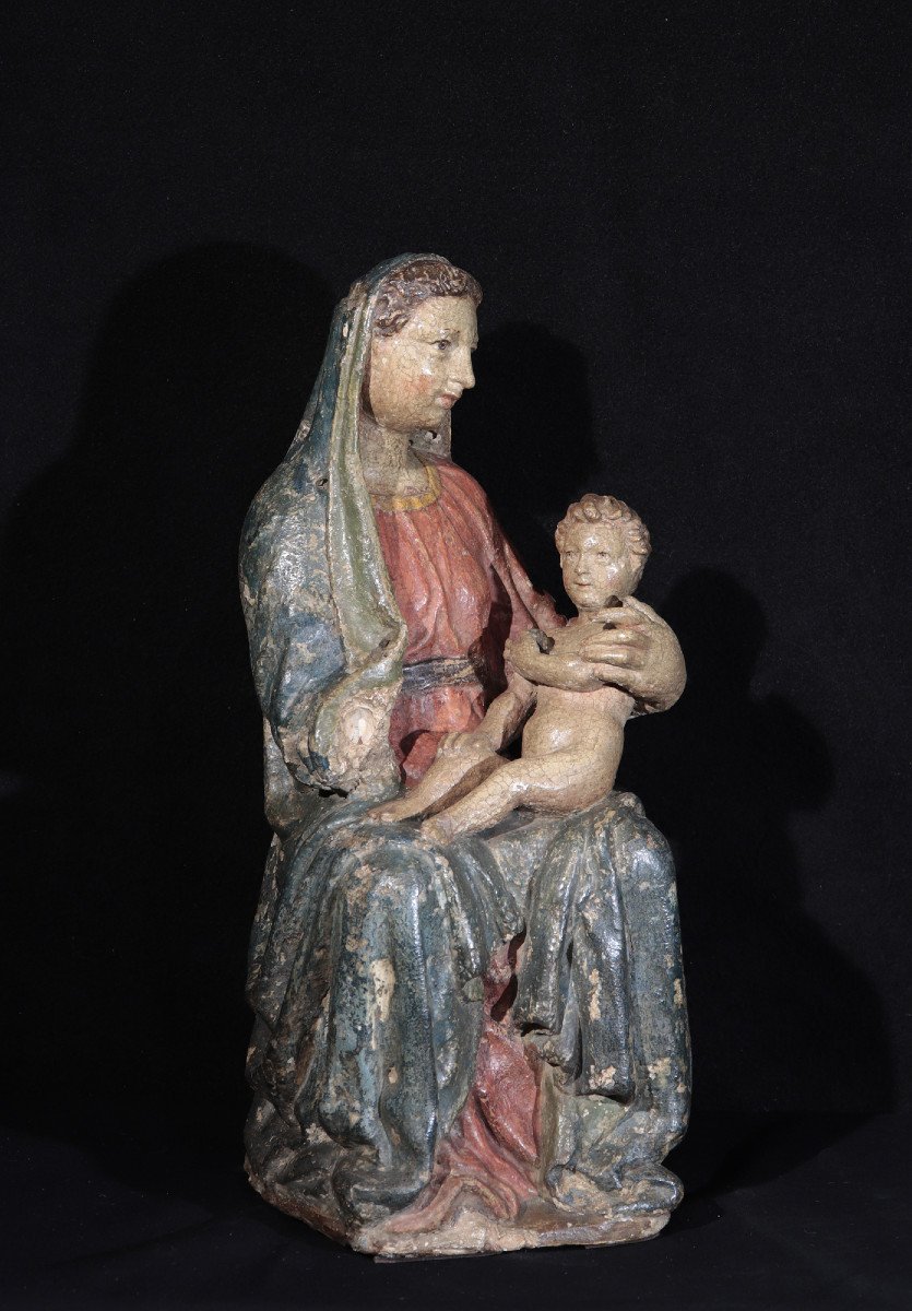 Sculpture: Vierge à l'Enfant, Toscane, 15e Siècle