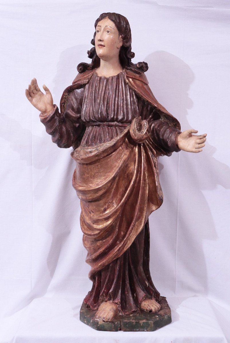 Wooden Sculpture: 'st. John', 17th Century-photo-3