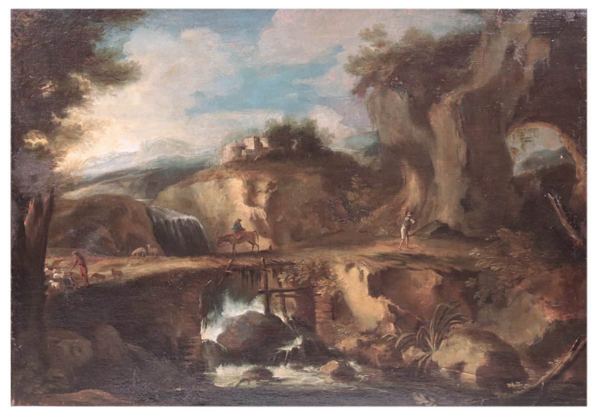 Painting: Landscape, Italy, 17th Century-photo-3