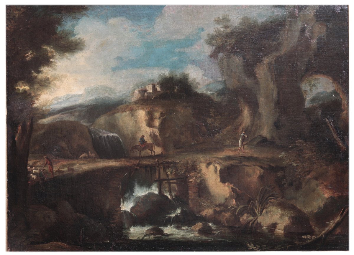 Painting: Landscape, Italy, 17th Century-photo-4
