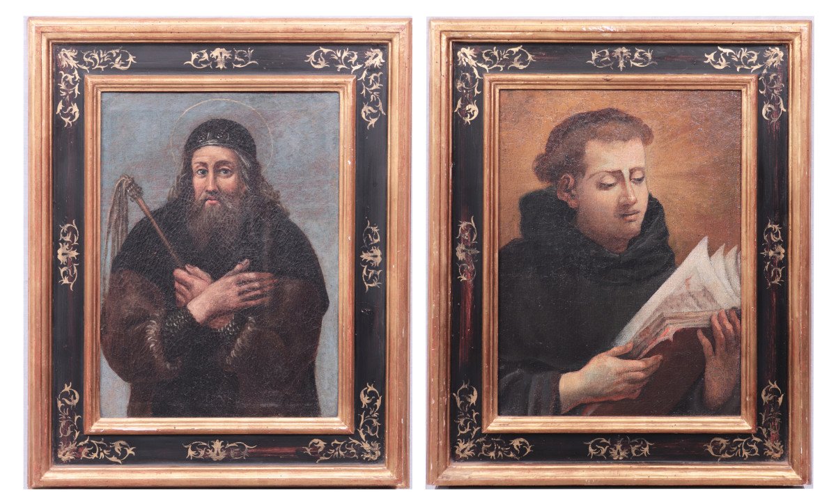 Pair Of Paintings: Religious Portraits, Tuscany, 17th Century