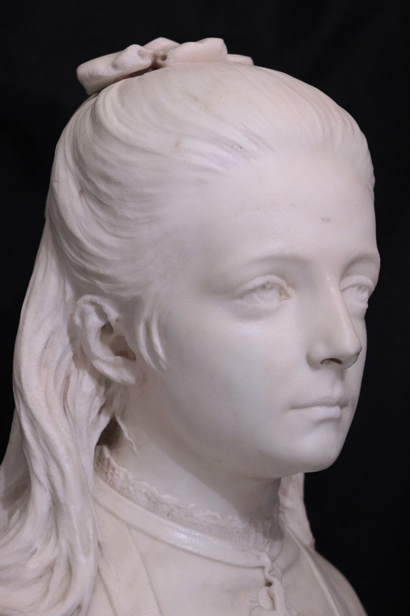 Marble Sculpture: Antonio Tantardini (milan 1829-1879)- Maiden-photo-3