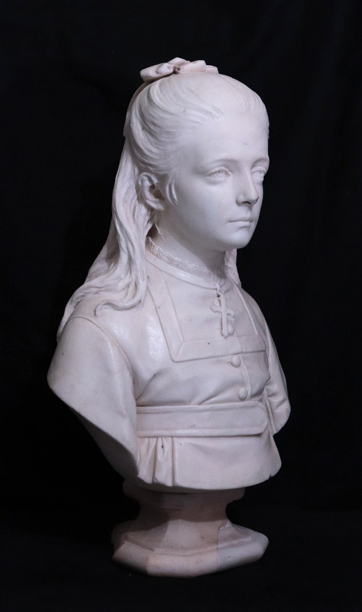 Marble Sculpture: Antonio Tantardini (milan 1829-1879)- Maiden