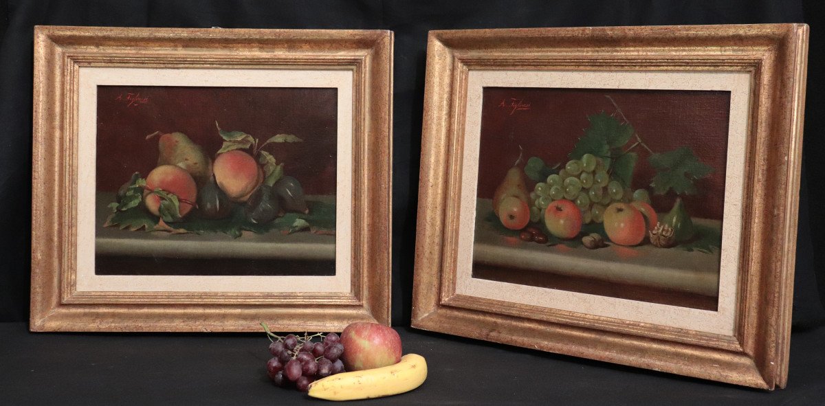 Angelo Figlinesi (florence Late 19th - Early 20th Century) - Pair Of Still Lifes