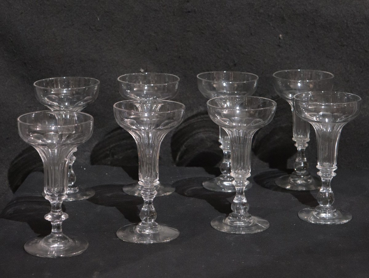 Set Of 8 Champagne Glasses, France, Early 20th Century-photo-2