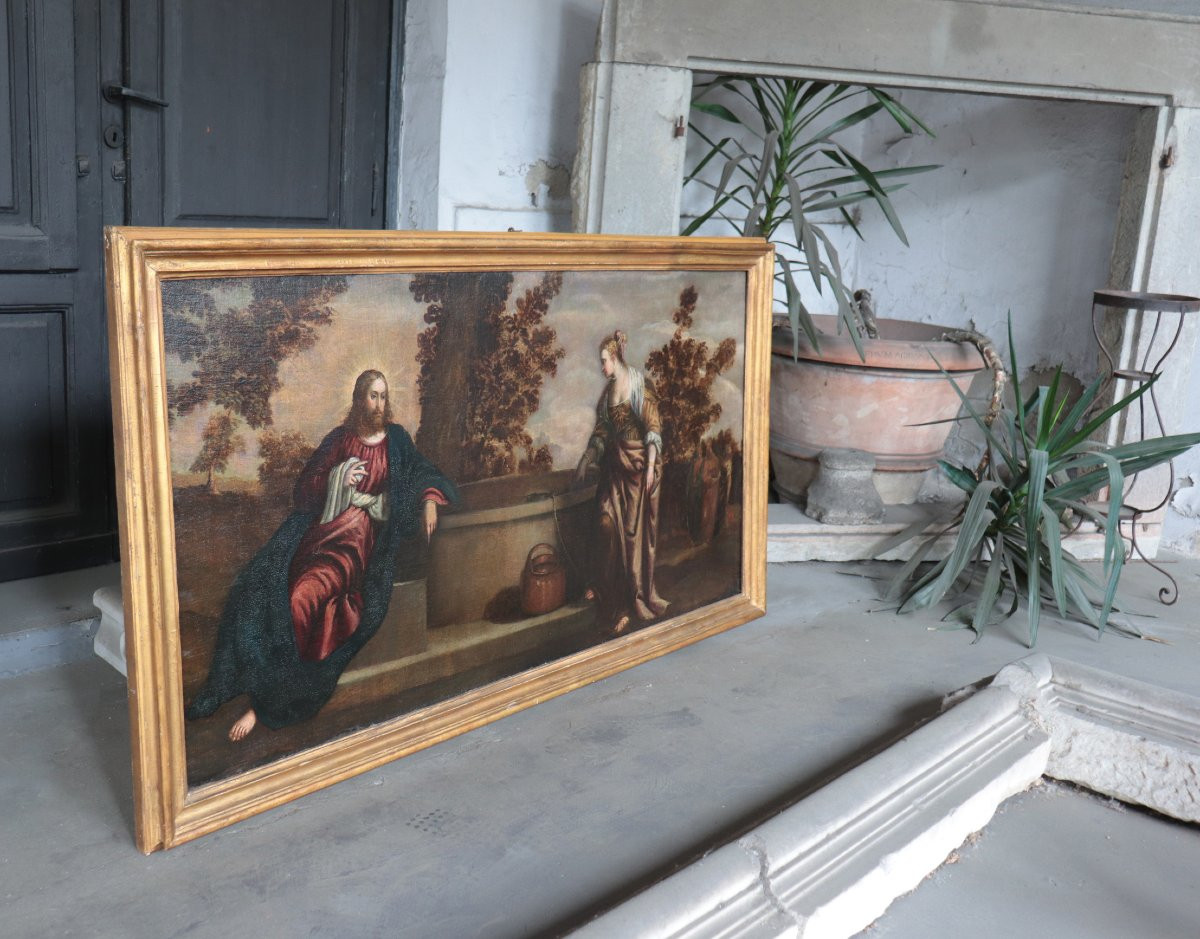 Painting: Christ With The Samaratina At The Well 17th Century-photo-2