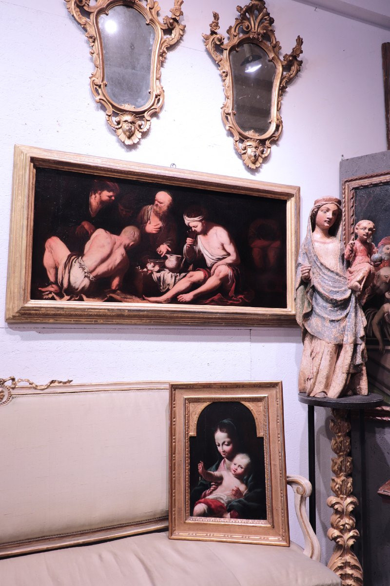 Ecole Italienne " Vierge à l'Enfant" 17ème Siècle-photo-4