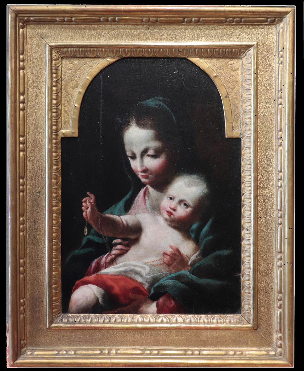 Ecole Italienne " Vierge à l'Enfant" 17ème Siècle