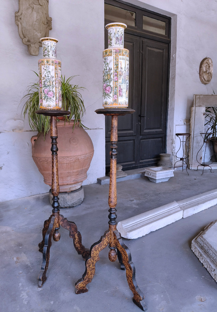 Pair Of Lacquered Gueridons, Italy , 1700s
