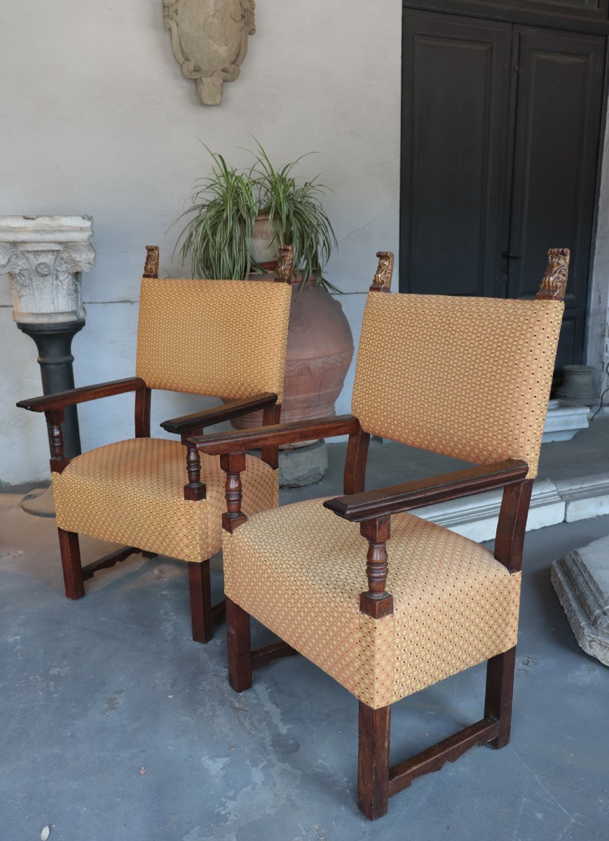 Paire De Fauteuils, Florence, 16e Siecle-photo-3
