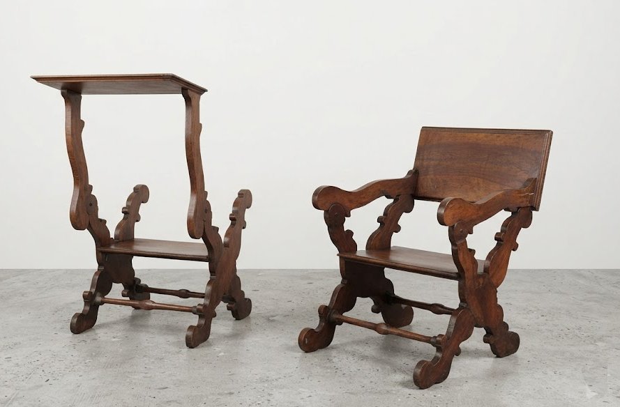2 fauteuils Prie Dieu, Toscane, 17e Siecle-photo-2