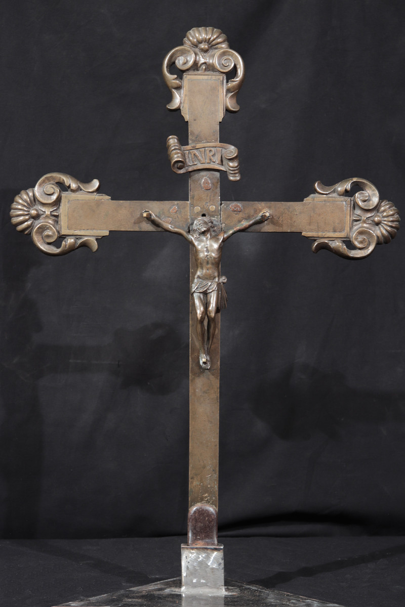 Christ En Bronze Avec Croix, Toscane, 16e Siècle