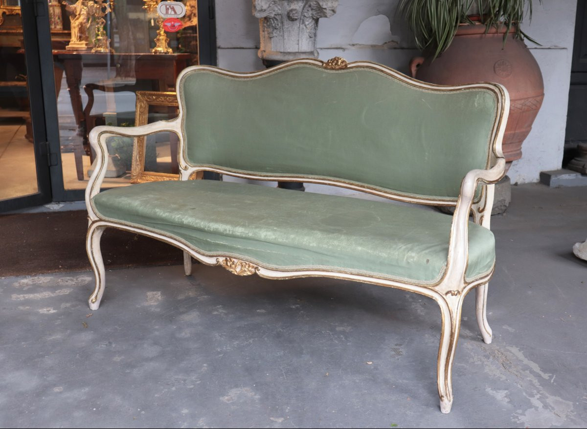 Lacquer And Gold Sofa, Tuscany, 18th Century-photo-2