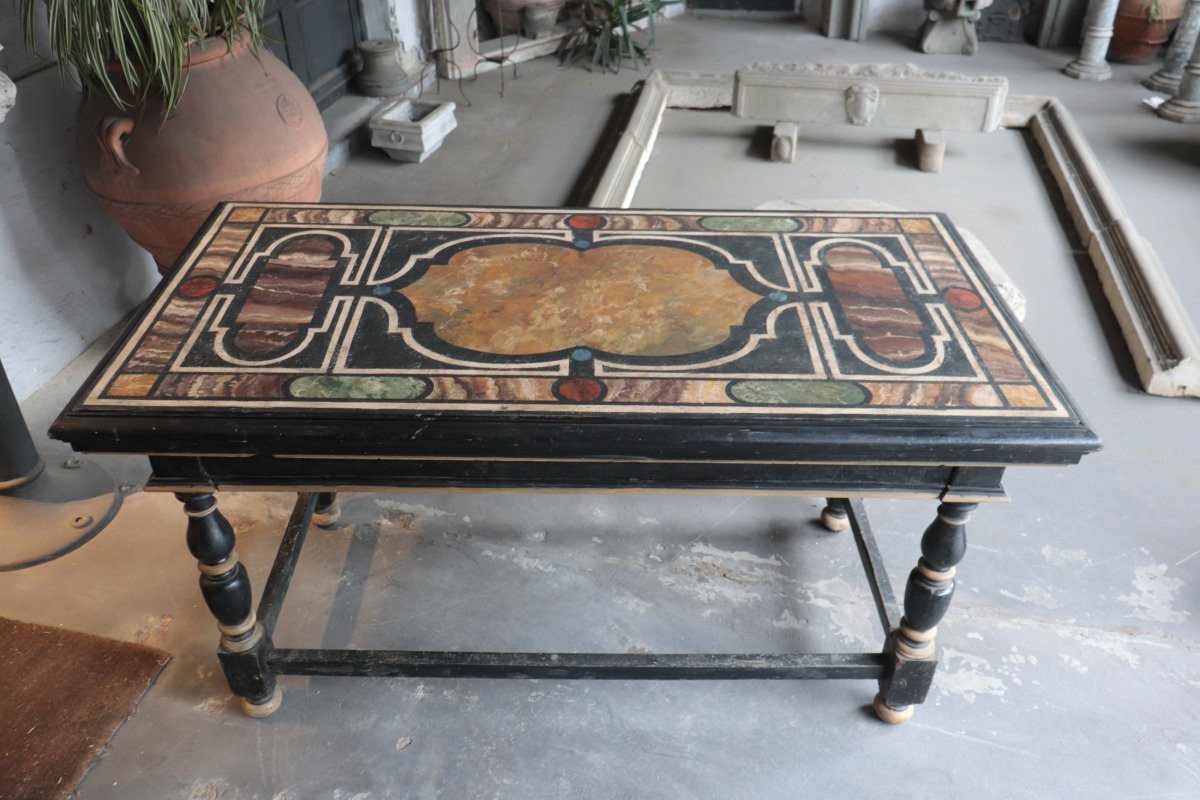 Lacquered Console Table With Marbles, Tuscany, 700s-photo-2