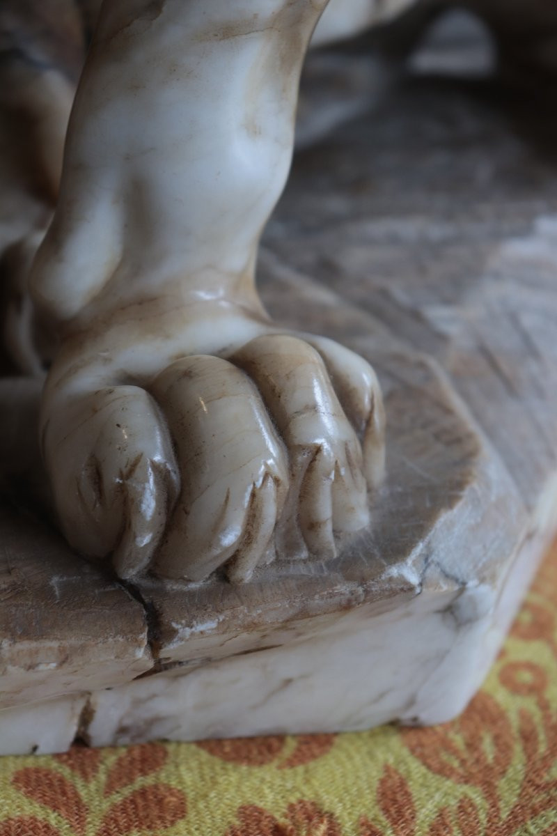 Alabaster Animal Sculpture: Panther, Early 1900s-photo-3
