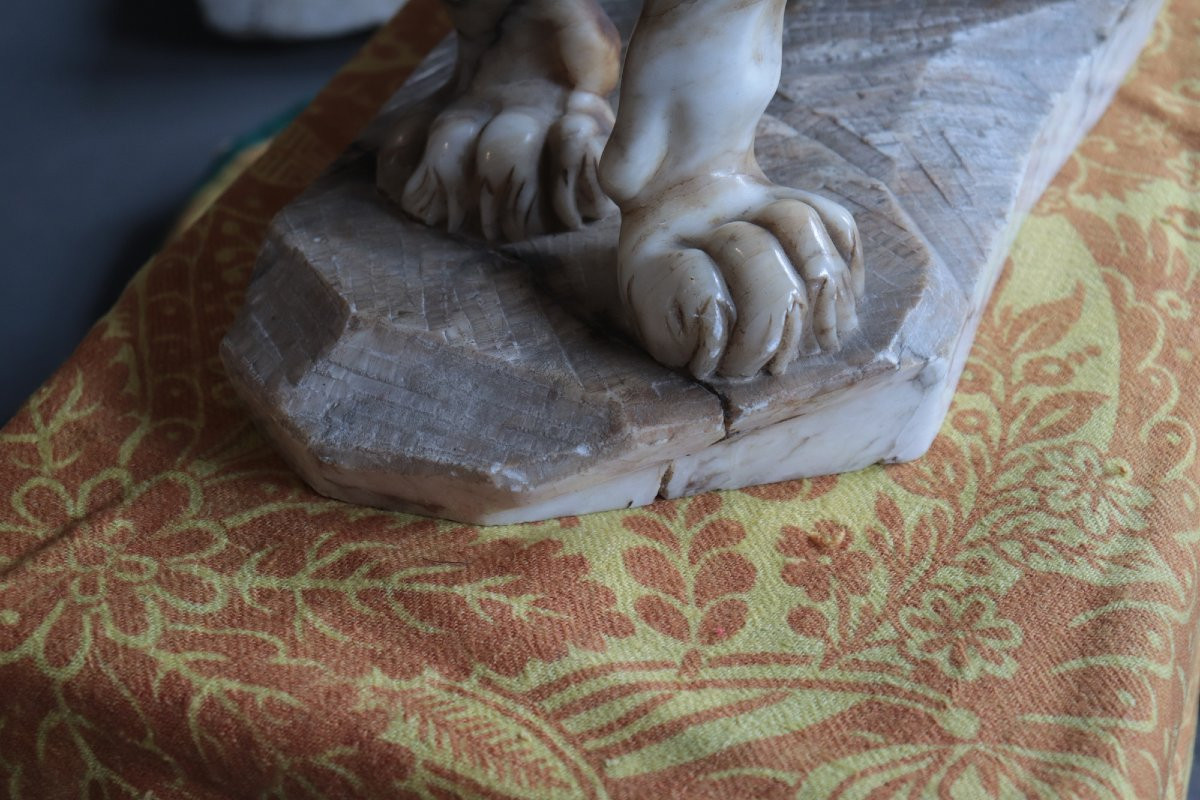 Alabaster Animal Sculpture: Panther, Early 1900s-photo-4