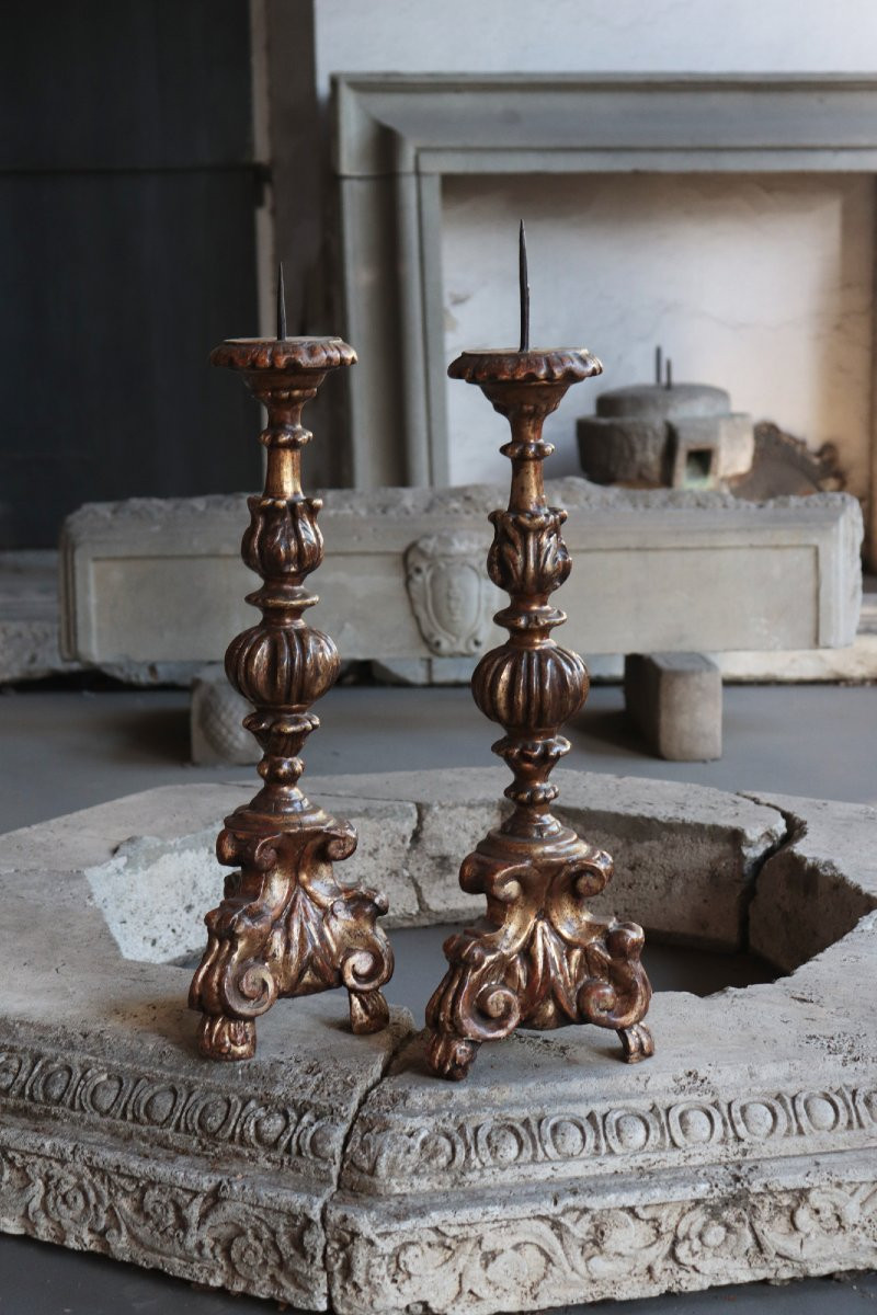 Paire de piques ciérges, Toscane, 17e Siecle-photo-2