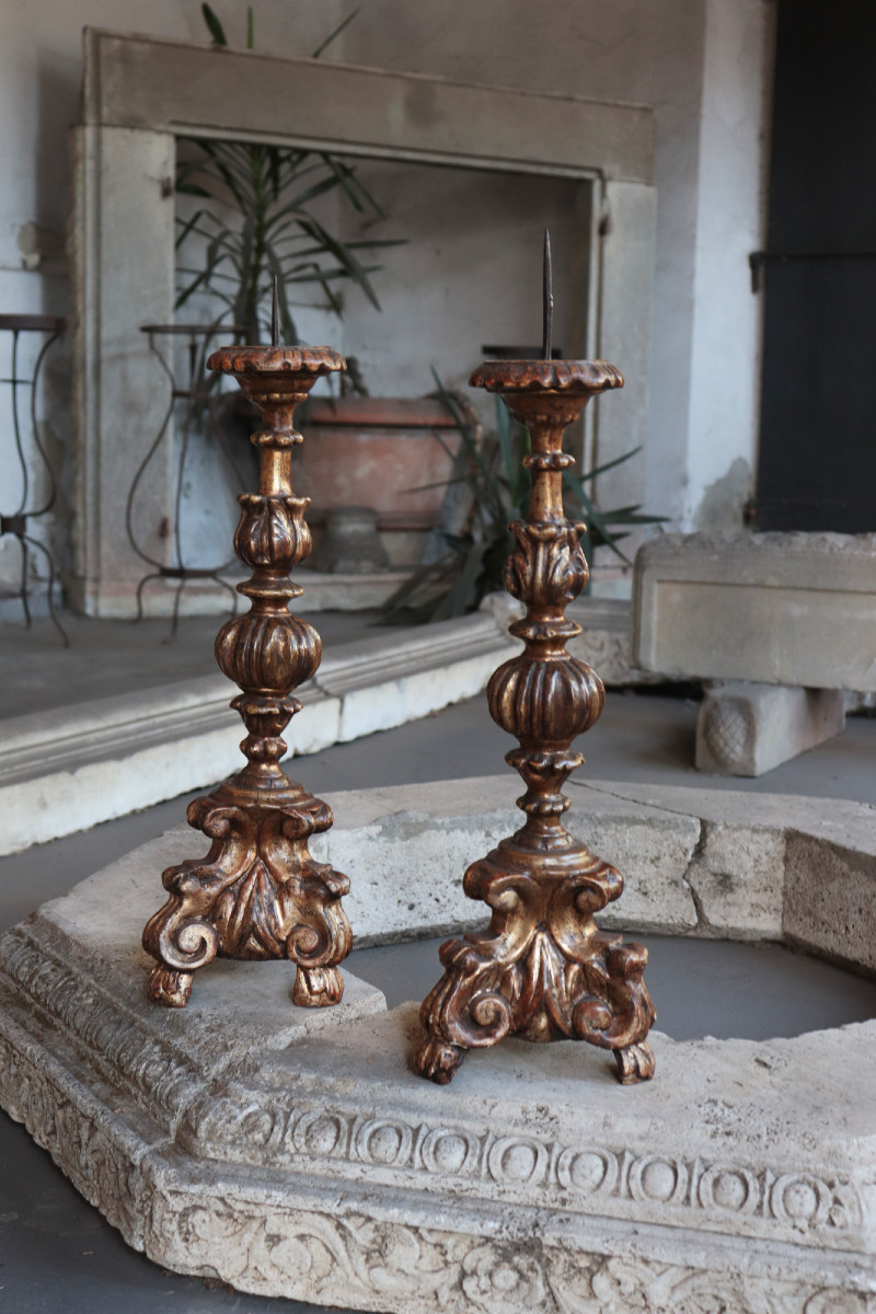 Paire de piques ciérges, Toscane, 17e Siecle