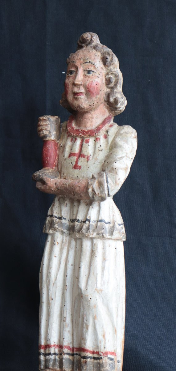 Pair Of Polychrome Angels, Siena, 15th Century-photo-3