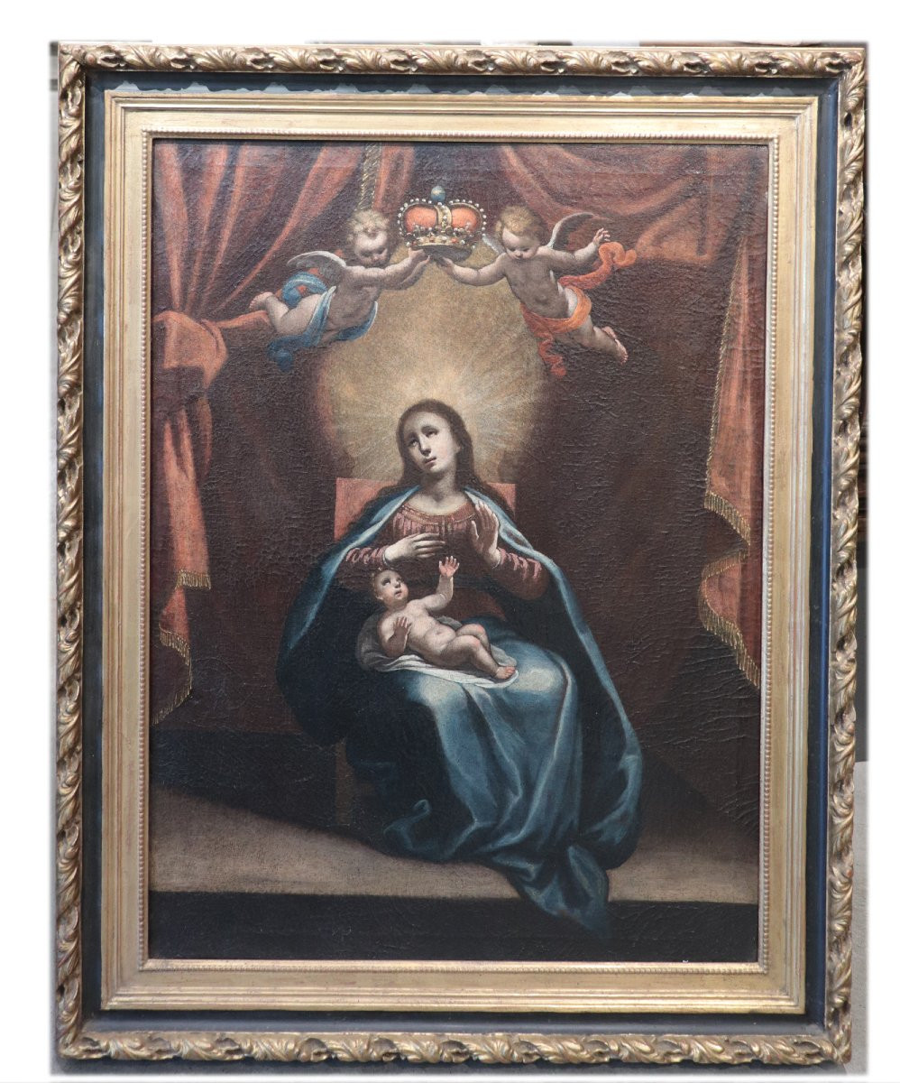 Peinture : Vierge à l'Enfant, Toscane, 17e Siècle-photo-3