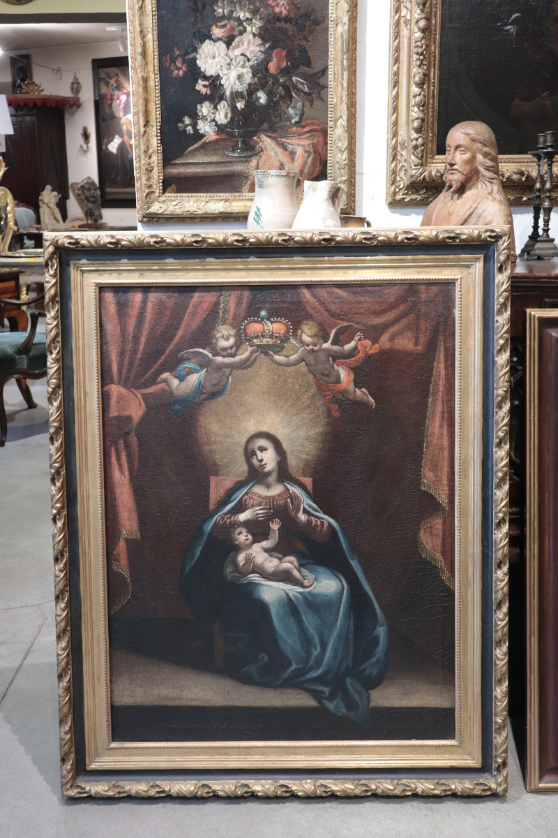 Peinture : Vierge à l'Enfant, Toscane, 17e Siècle