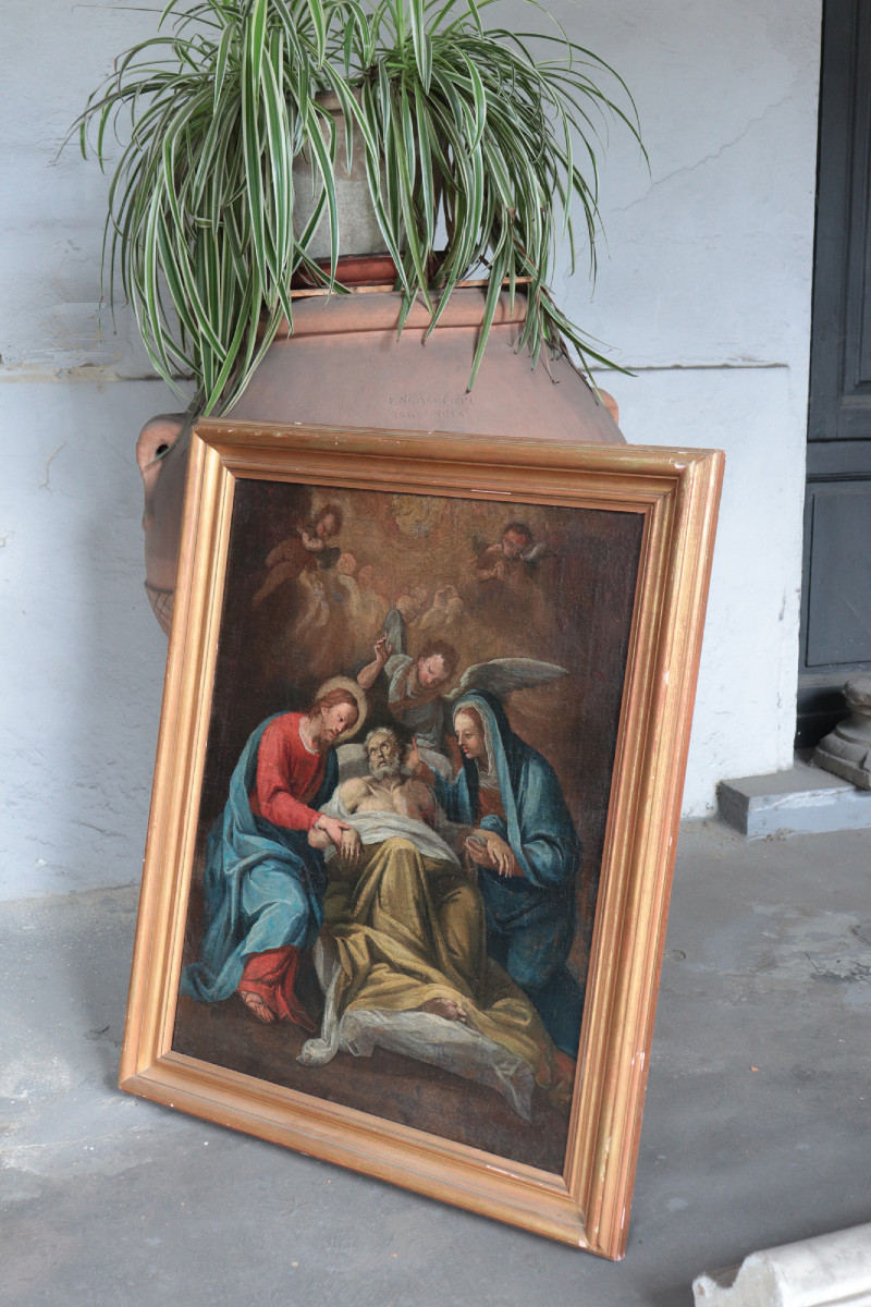 Peinture ancienne : Mort de Saint Joseph Toscane, 18e siècle