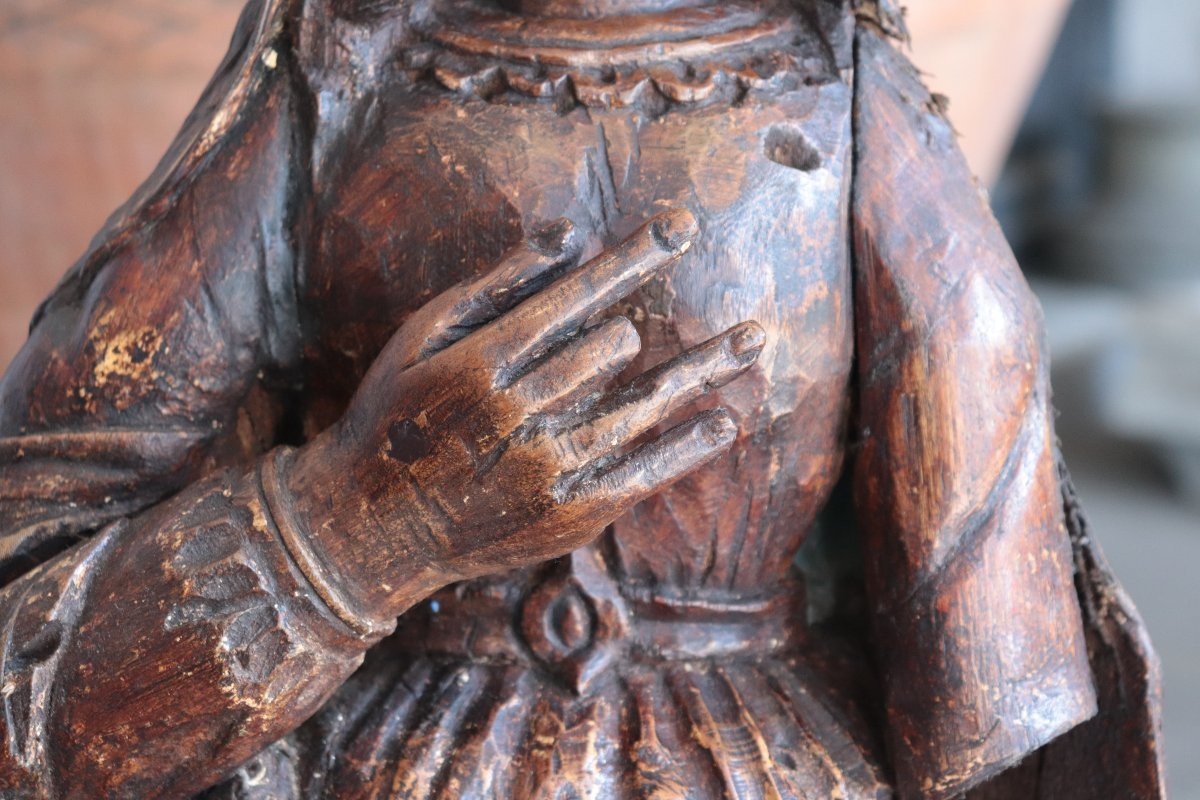 Wooden Sculpture: Madonna, 19th Century-photo-1