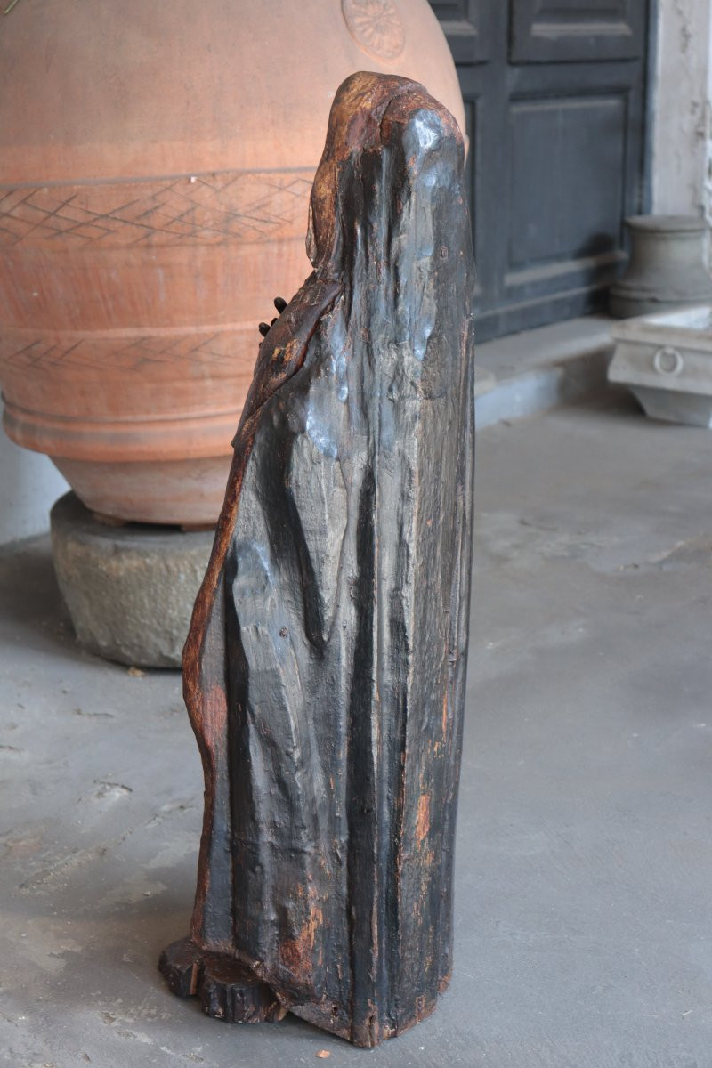 Wooden Sculpture: Madonna, 19th Century-photo-3