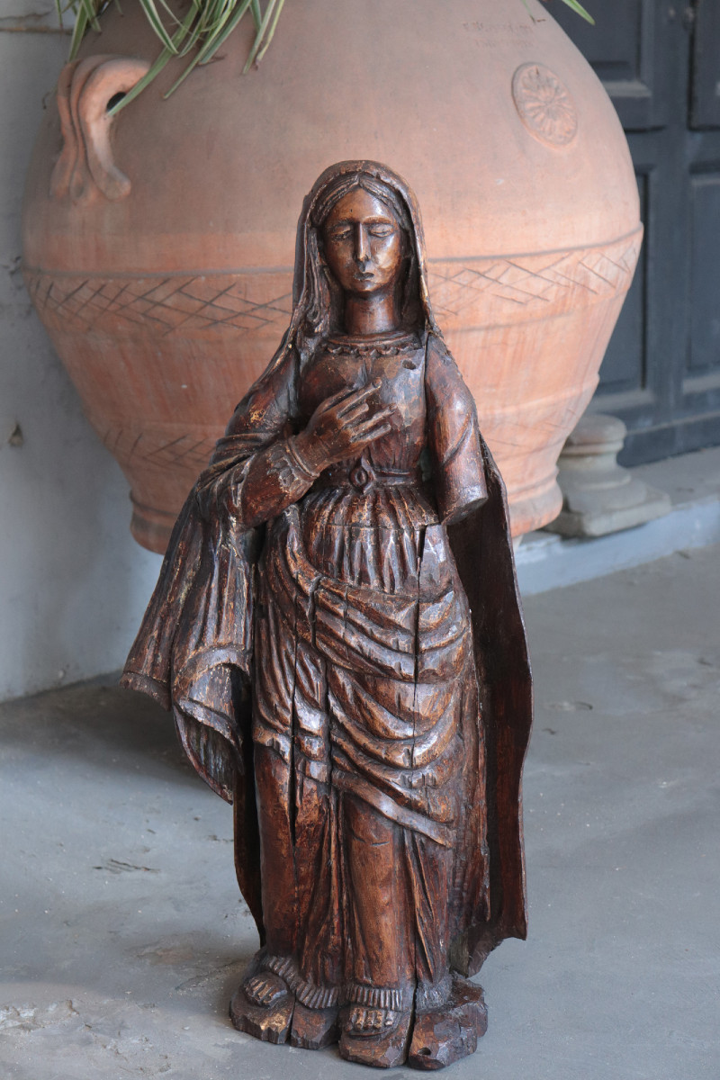 Wooden Sculpture: Madonna, 19th Century