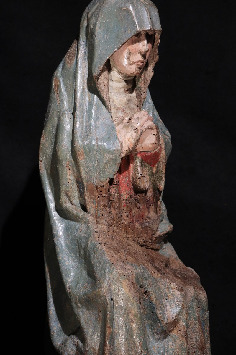 Sculpture sur bois : Vierge, 15e siècle-photo-3