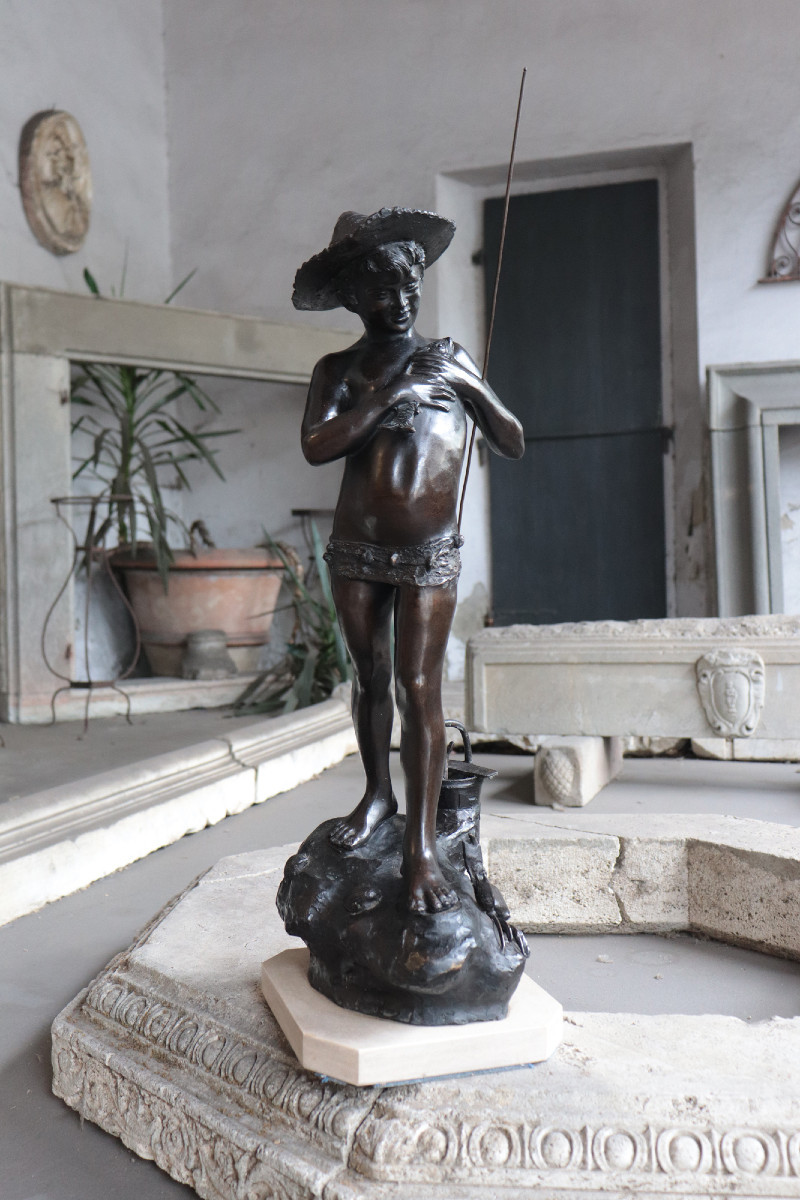 Bronze Sculpture: Giovanni Varlese (naples 1888 - 1922)  Fisherman