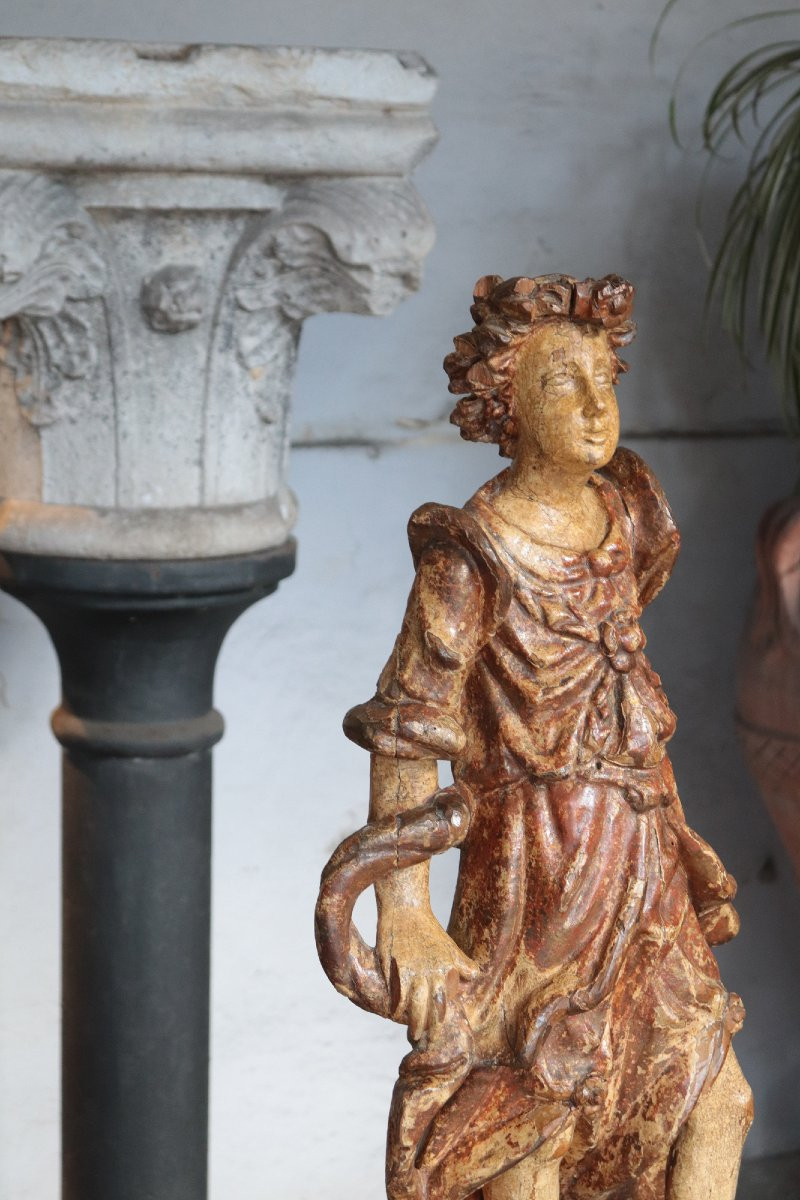 Pair Of Polychrome Angels, Tuscany, 16th Century-photo-3