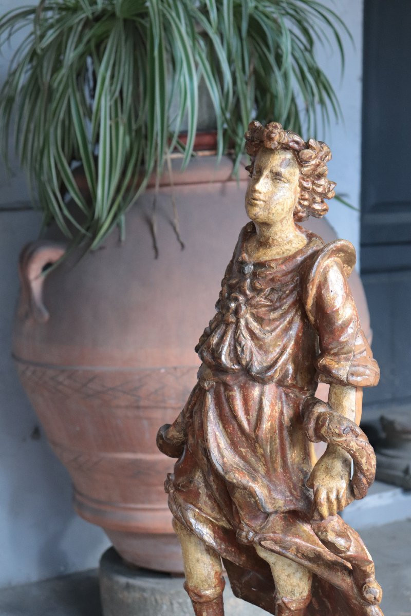 Pair Of Polychrome Angels, Tuscany, 16th Century-photo-4
