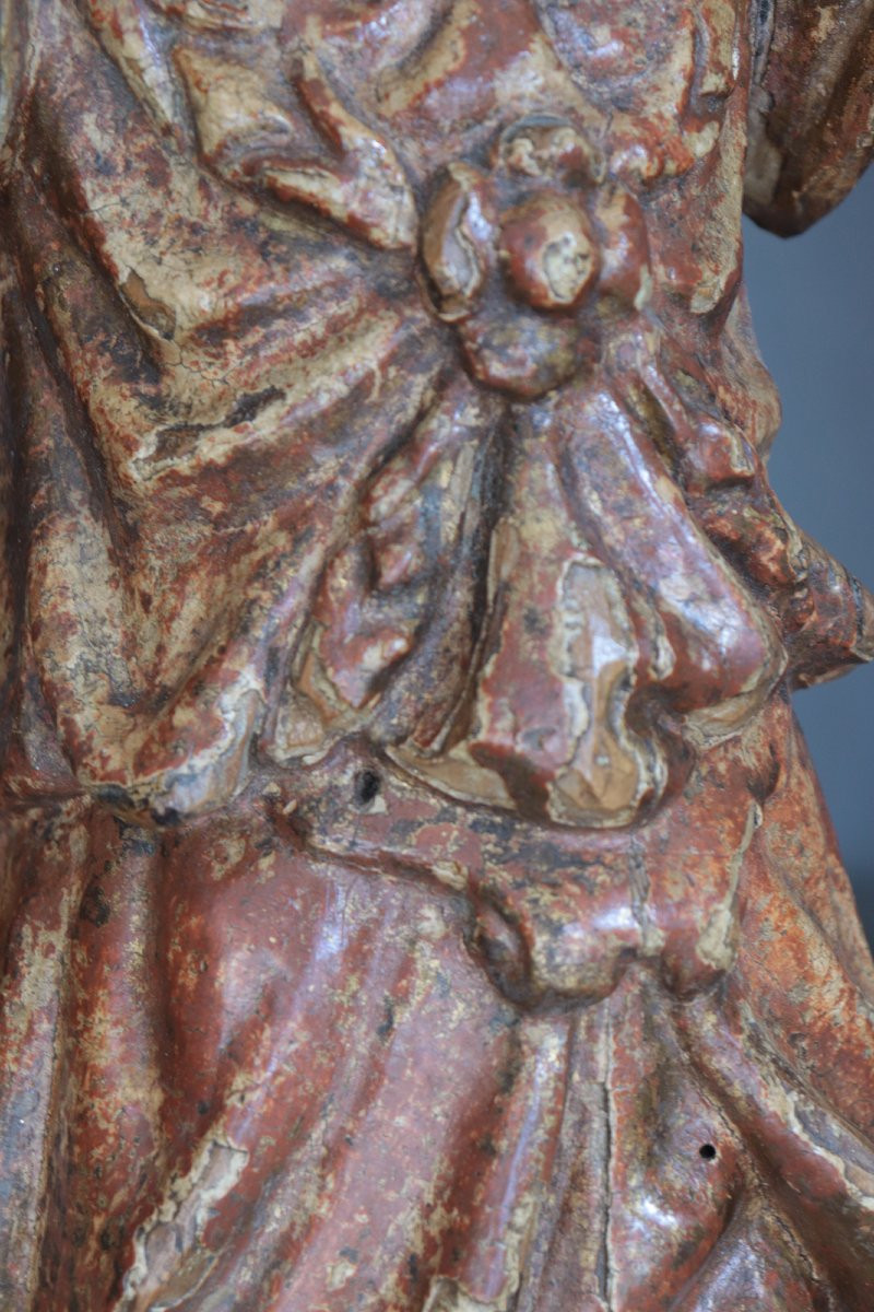 Pair Of Polychrome Angels, Tuscany, 16th Century-photo-3