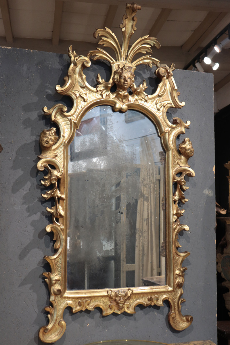 Gilded Mirror, Tuscany, Late 17th Century-photo-2