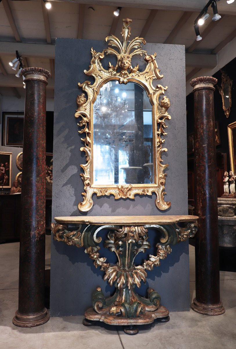 Gilded Mirror, Tuscany, Late 17th Century-photo-2