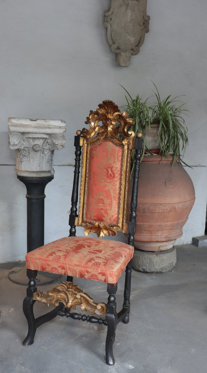 Fauteuil à Décor Doré, Venetie, 18e Siecle-photo-2