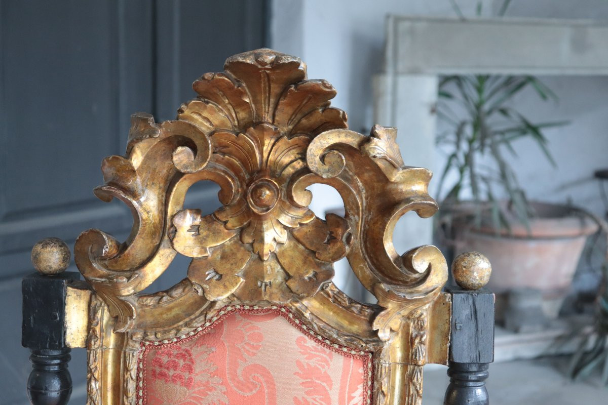 Fauteuil à Décor Doré, Venetie, 18e Siecle-photo-3