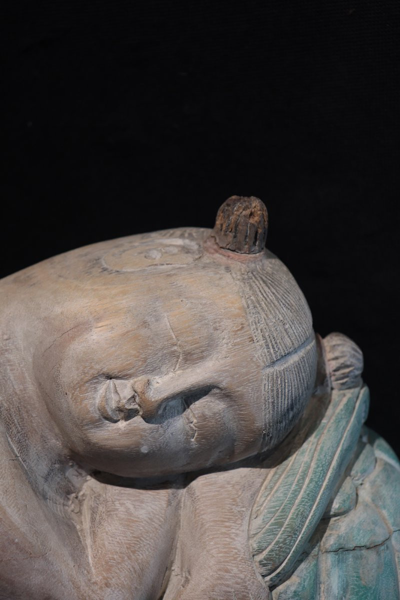 Wooden Sculpture ‘girl’ Asia, 20th Century-photo-3