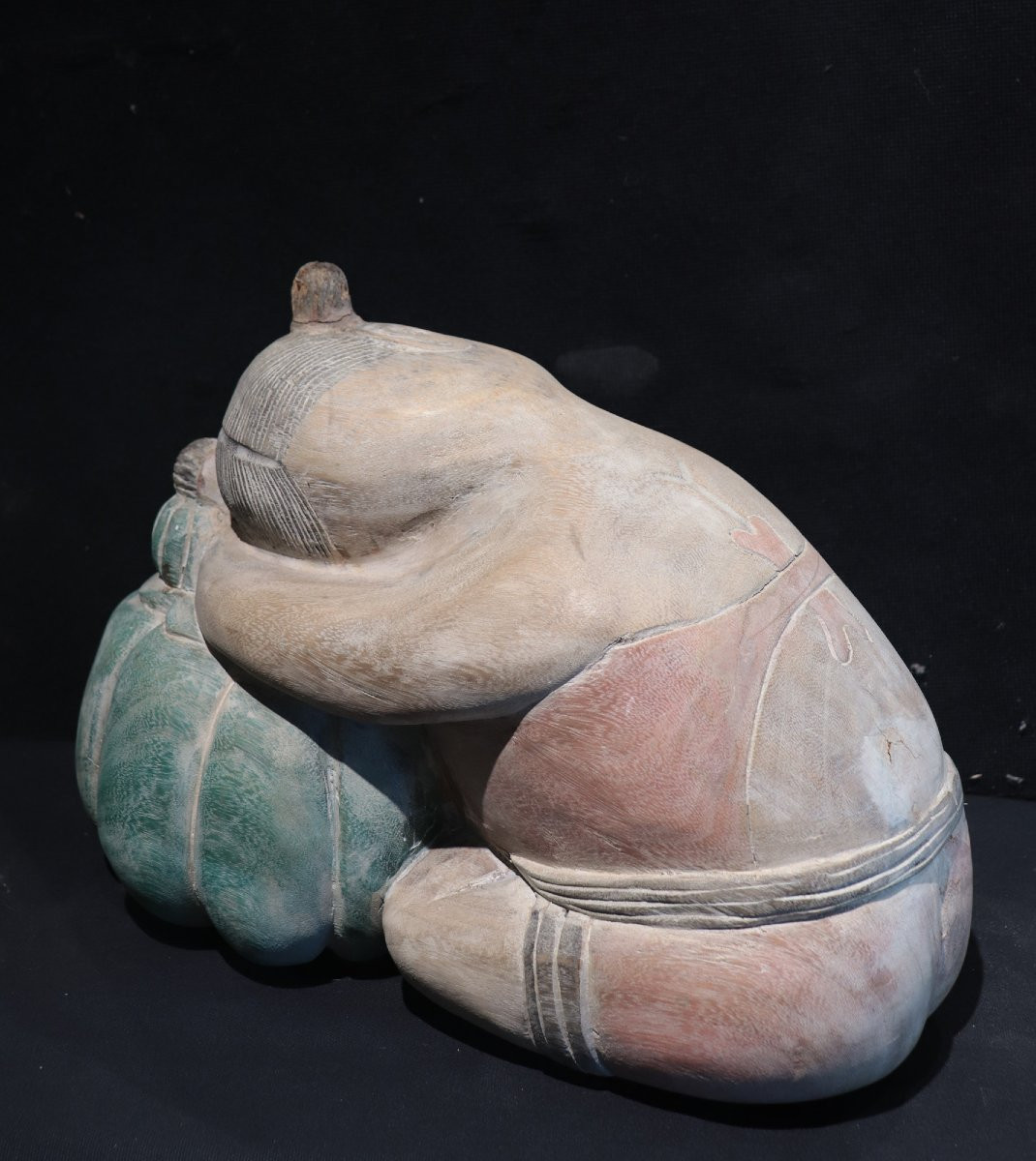 Wooden Sculpture ‘girl’ Asia, 20th Century-photo-4