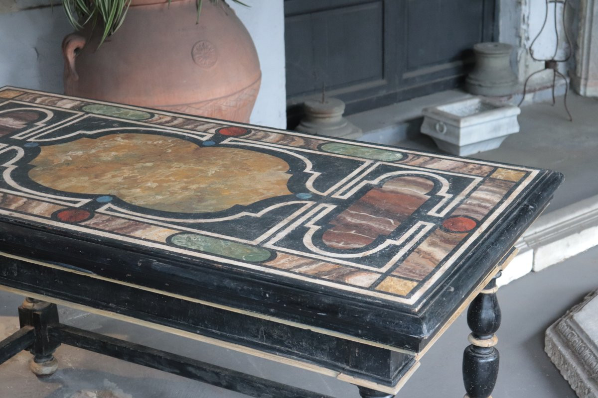 Lacquered Console Table With Marbles, Tuscany, 700s-photo-4