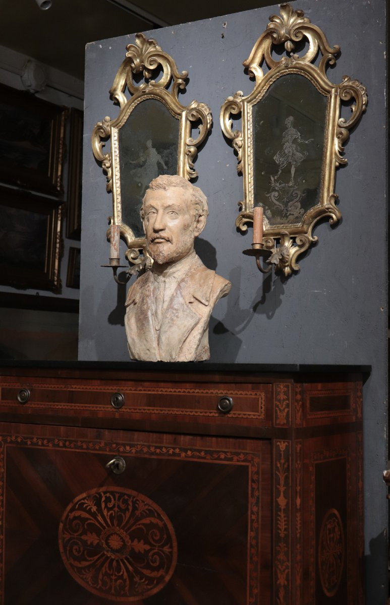 Giuseppe Di Ciolo (Lucques, 19e siècle) - Buste en terre cuite-photo-4