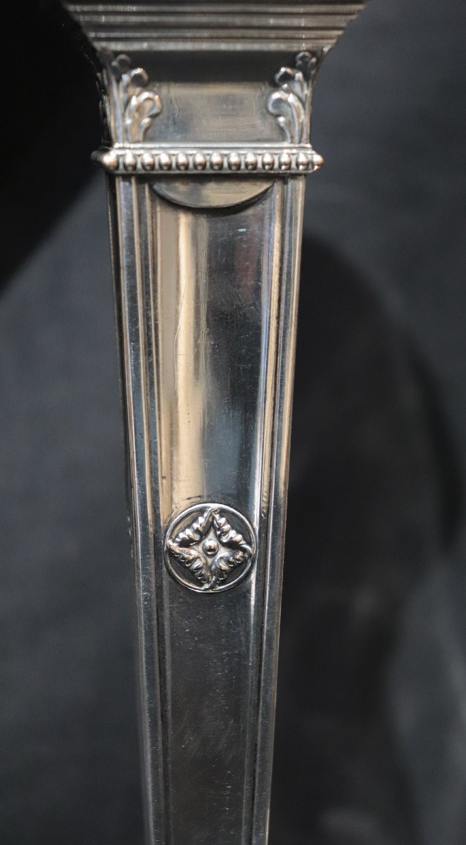 Paire de bougeoirs argentés, XIXe siècle-photo-2