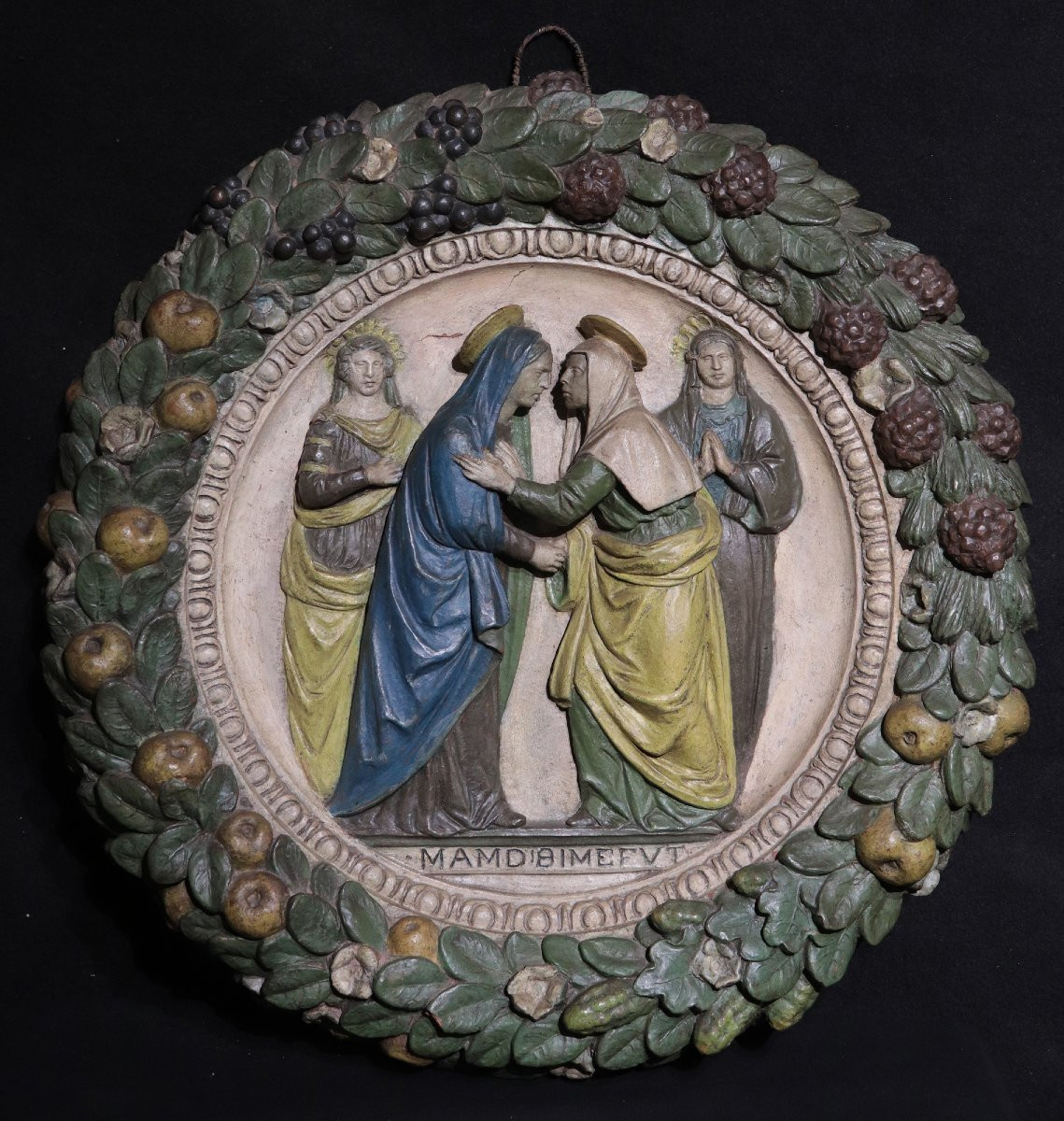 Haut-relief En Terre Cuite,« Madone De La Visitation » 19e Siècle-photo-2
