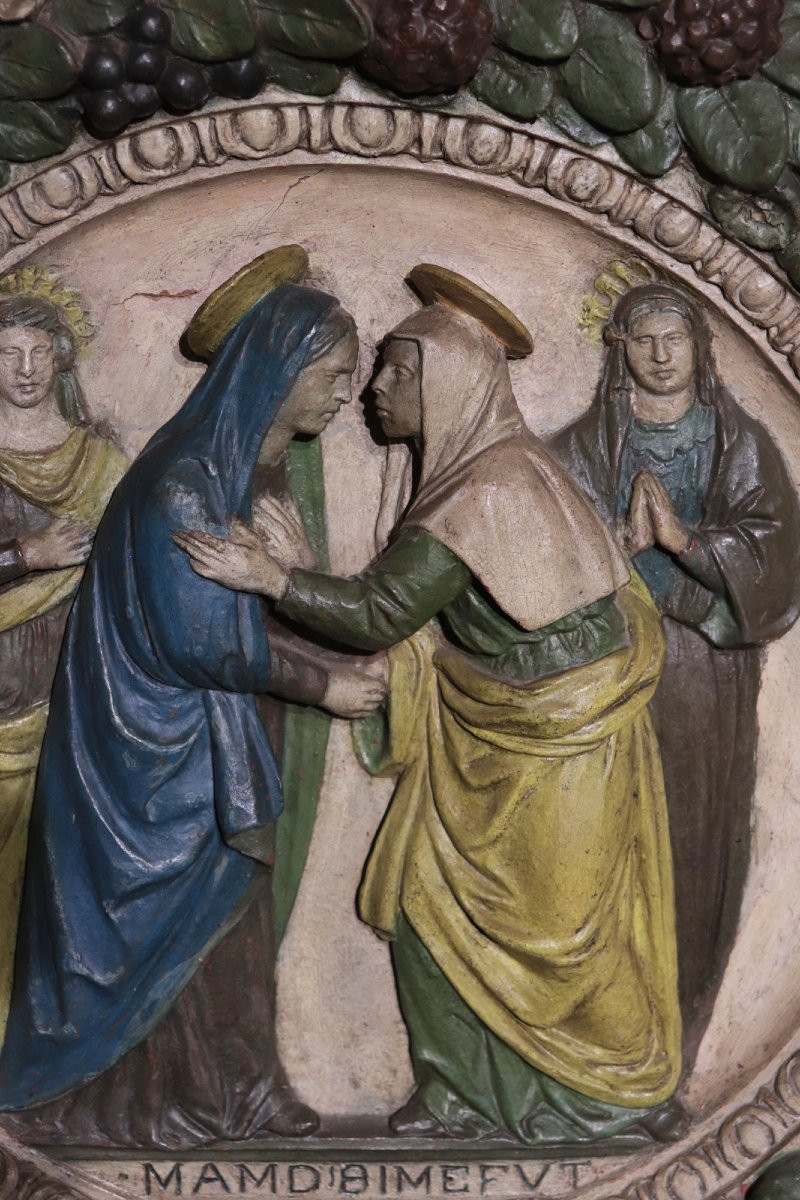 Haut-relief En Terre Cuite,« Madone De La Visitation » 19e Siècle-photo-4
