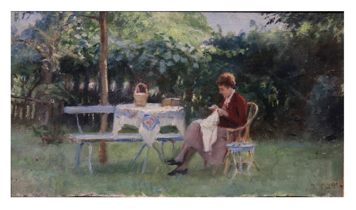 Magni Giuseppe (1869 - 1956) - Brodeuse-photo-2