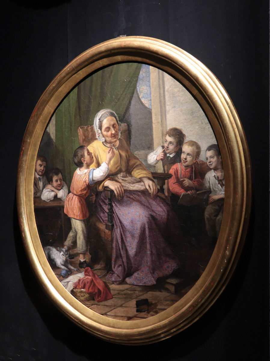 Peintre Italien, "Scène De Famille" 19e Siècle